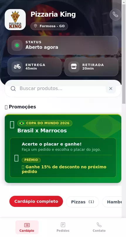 Banner do bolão no cardápio digital