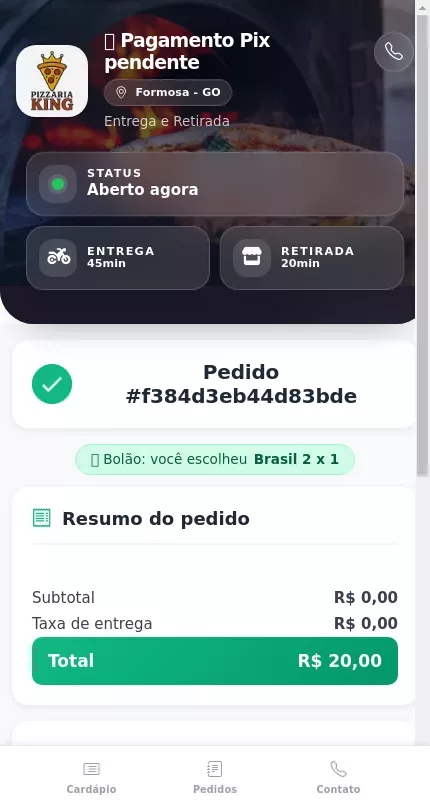 Confirmação de participação no bolão