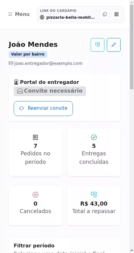 Relatório do entregador