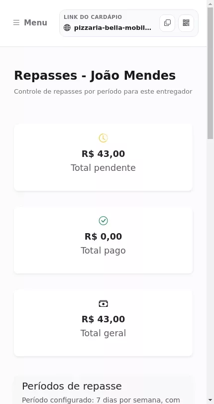 Repasses do entregador