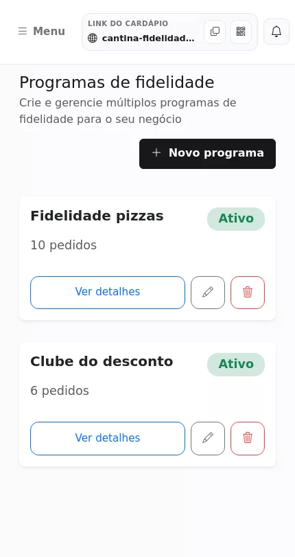 Lista de programas de fidelidade