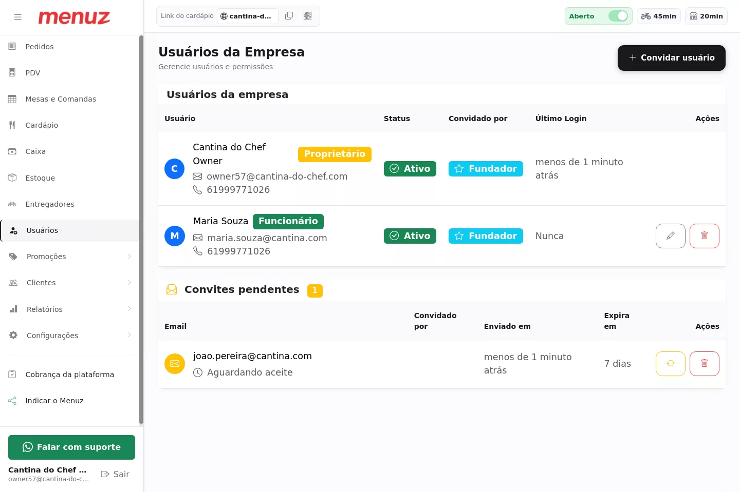 Lista de usuários da empresa