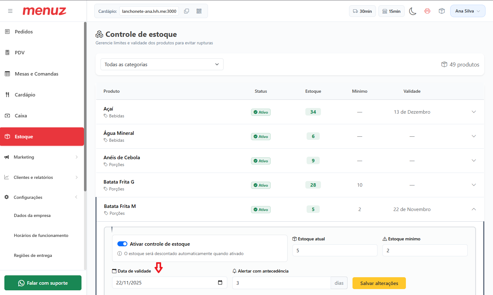 Gestão de validade de produtos